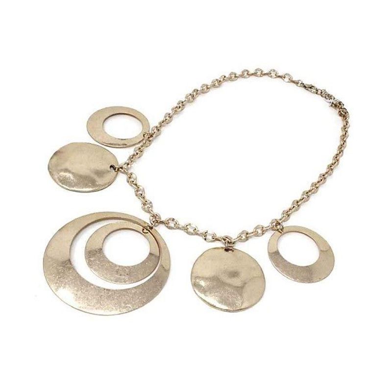 Burnished Goldtone Circles Necklace - NE2404G - Click Image to Close